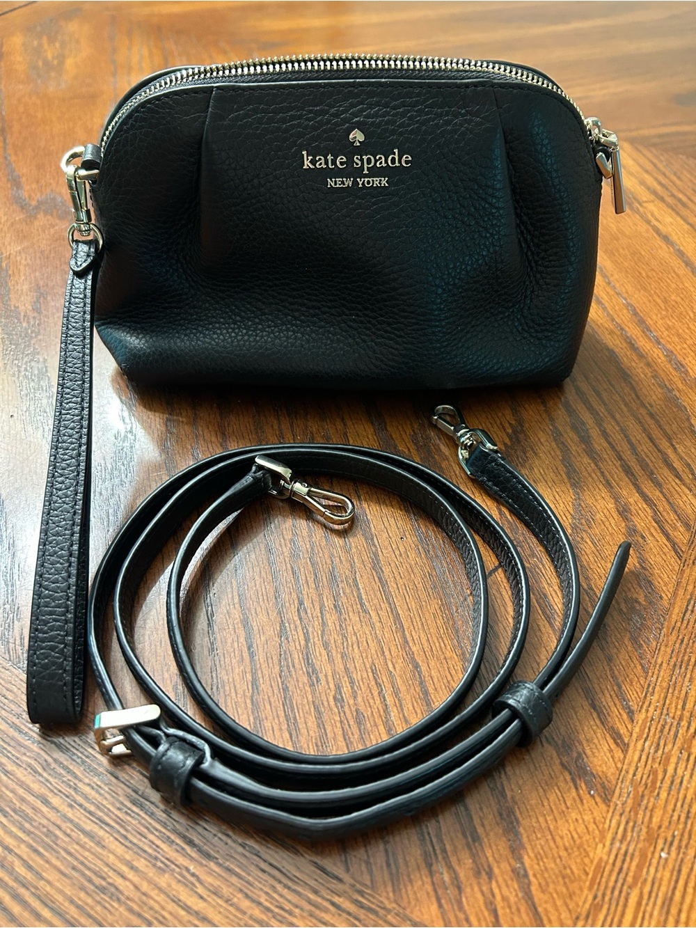 kate spade Dumpling Convertible Crossbody Bag - Black Pebbled Leather - Picture 9 of 11